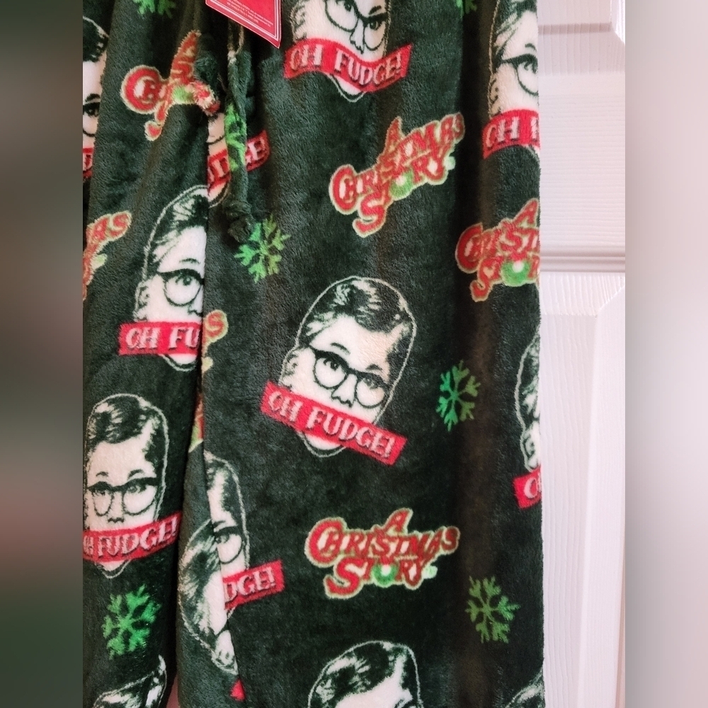 NWT A Christmas Story Unisex Green Fleece Pajama Pants Size L - Picture 5 of 6